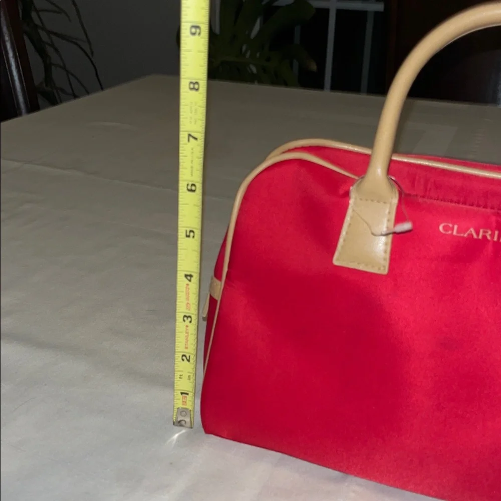 Vintage Clarins Red Bag with Tan Accents - Picture 4 of 8